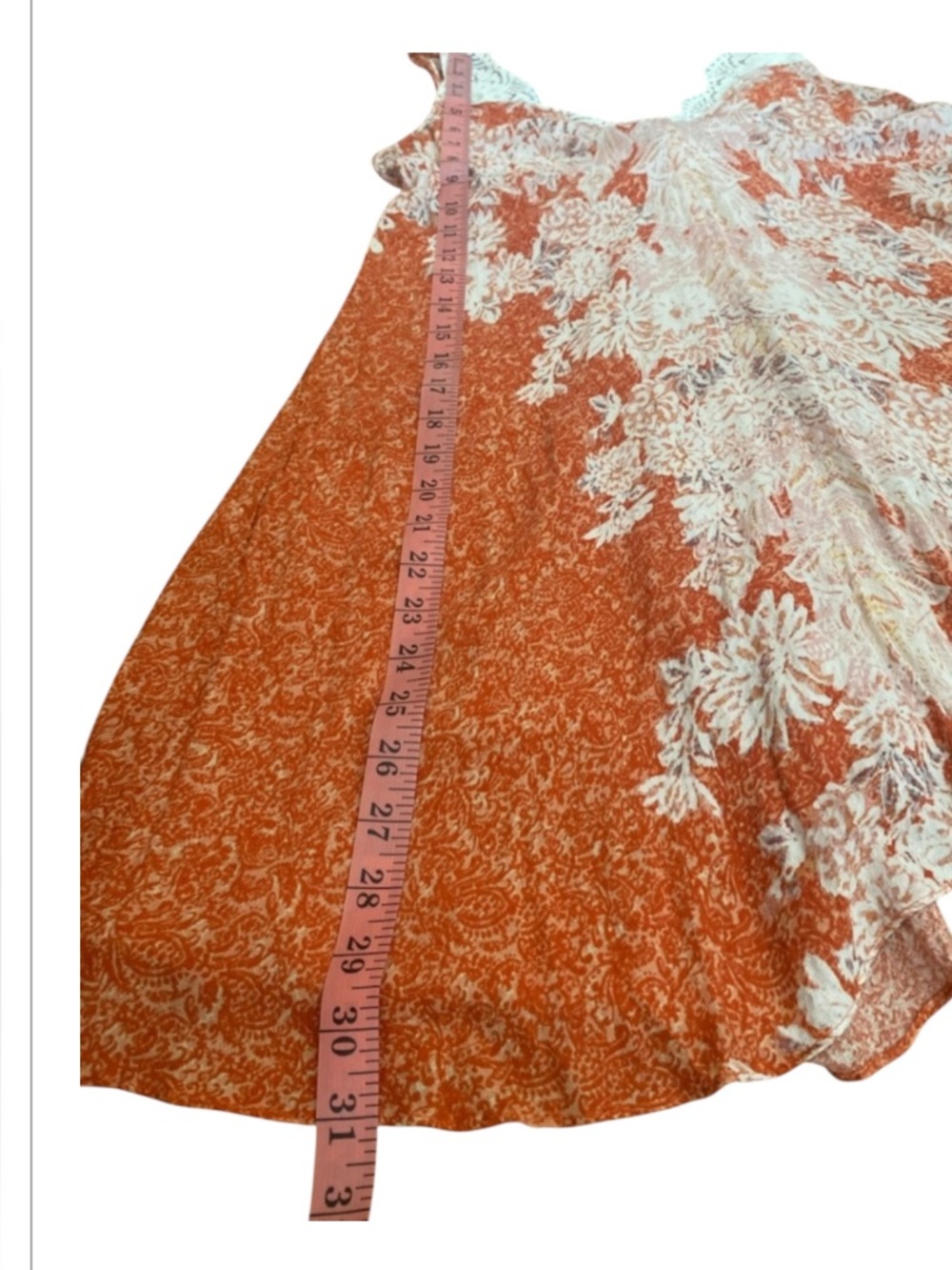 Free People Intimately Floral Lace Trim Slip Dress Orange Boho Babydoll Mini S - Picture 13 of 14